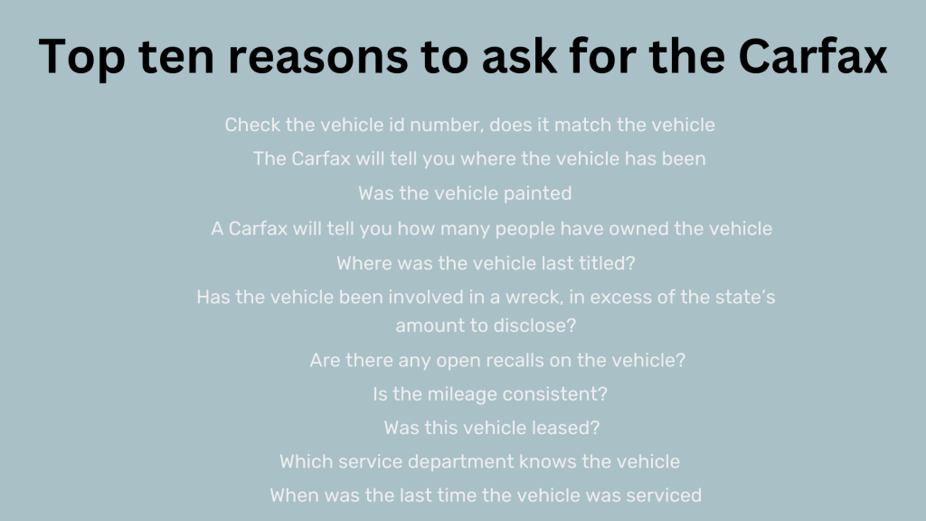 Why you should ask for the Carfax